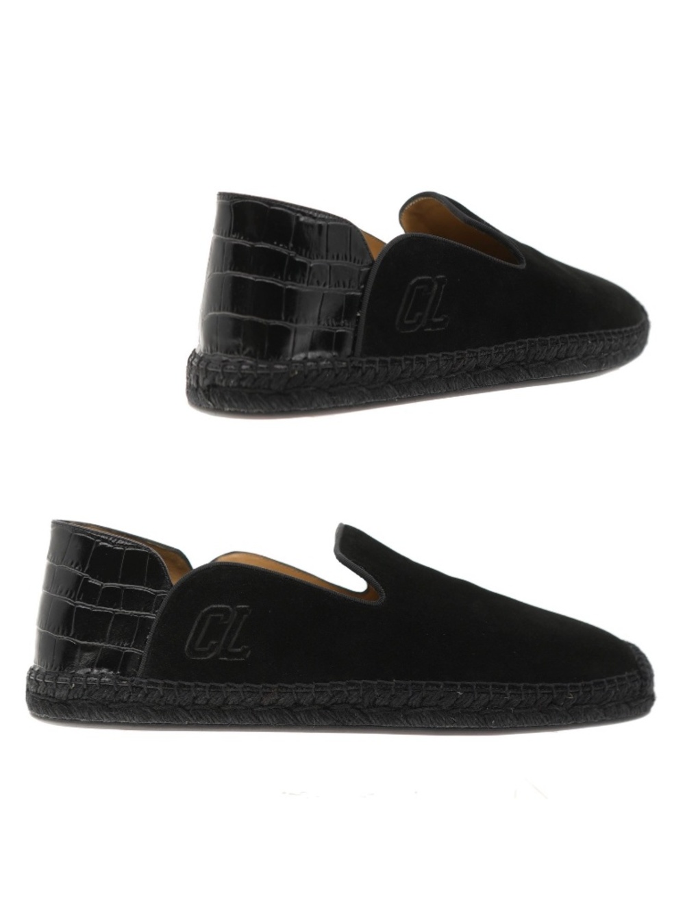Christian Louboutin Varsi Espadrilles Black Suede Leather Size 10 US New